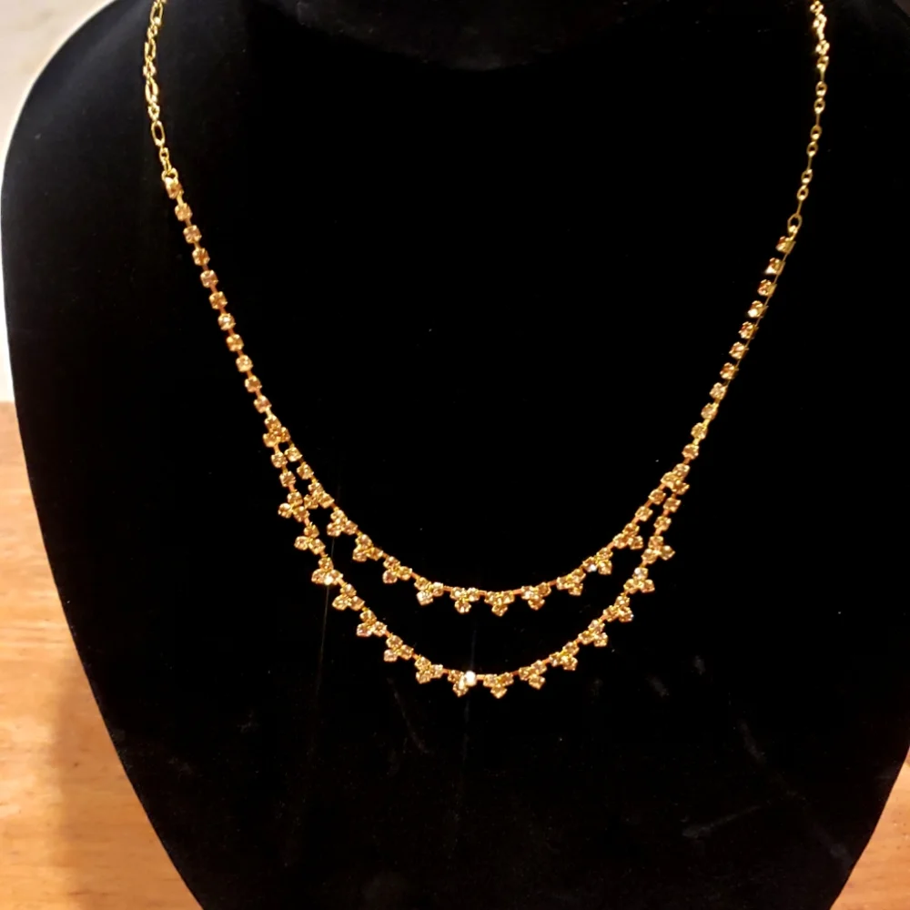 Golden Rhinestone Layered Necklace